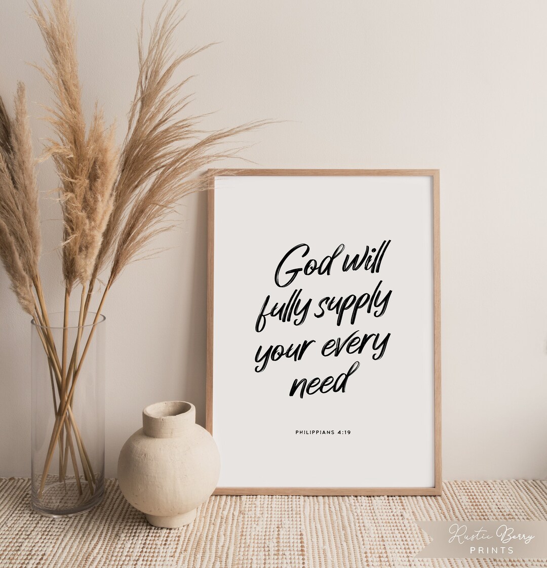 Philippians 4:19 Bible Quote Wall Art, god Will Fully Supply Your Every ...