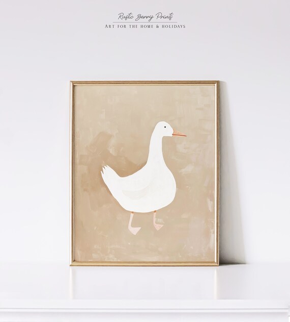 Cute Goose Art Print | Wall Art | Vintage Print | Nursery Kids Room Decor | Children's Room Wall Art | Farm Animal | Digital | PRINTABLE