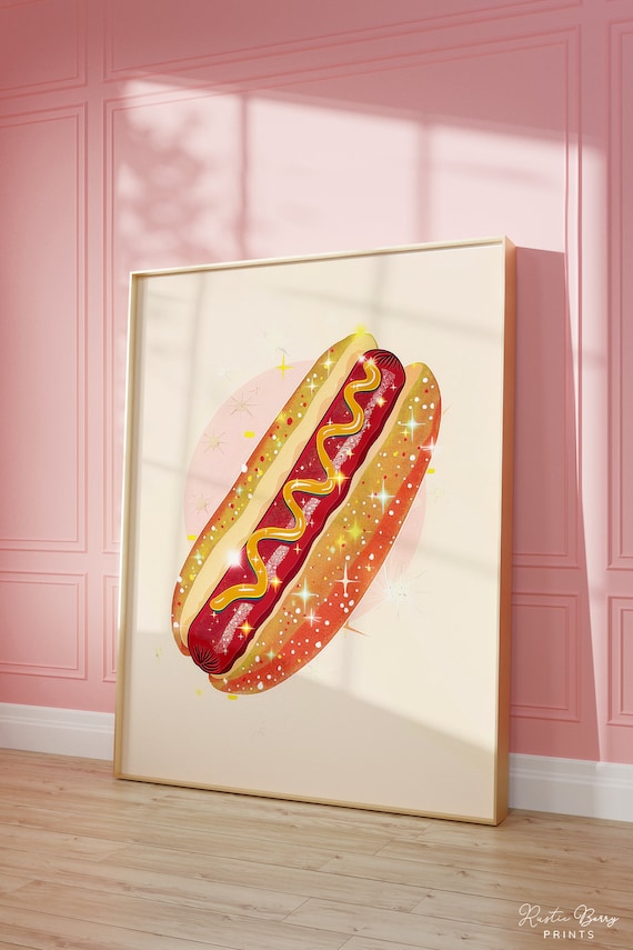 Sparkle Hot Dog Art Print: Trendy Kitchen Wall Decor (Digital Download)