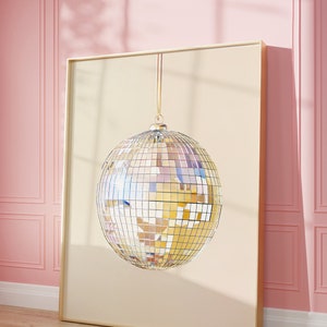 Disco Ball Art Print | Wall Art Poster | Retro Disco Ball | Preppy | Trendy | Maximalist | Digital Download | PRINTABLE