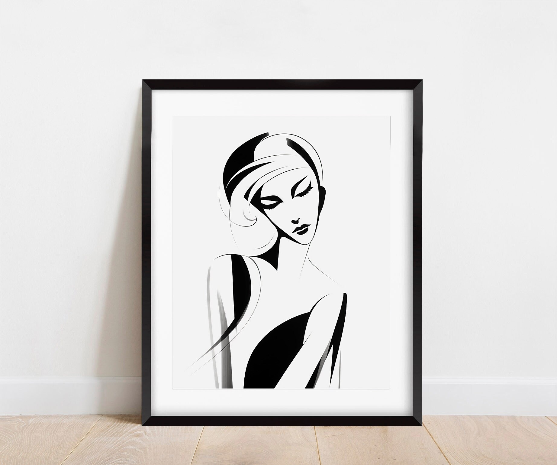 Woman Portrait Modern Abstract Art Print Feminine Wall Art Minimalist ...