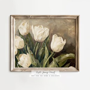 Vintage Tulips Oil Painting Wall Art | Antique Vintage Print | Flowers ...