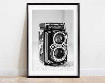 Vintage Camera Wall Art Print | Vintage Rolleiflex | Black and White | Home Decor | Instant Download | Digital | PRINTABLE