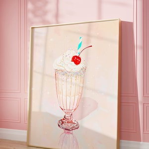 Fun Retro Milkshake Print | Wall Art | Retro Milkshake Art Poster | Sprinkles | Kitchen Decor | Foodie Art | Digital Download | PRINTABLE