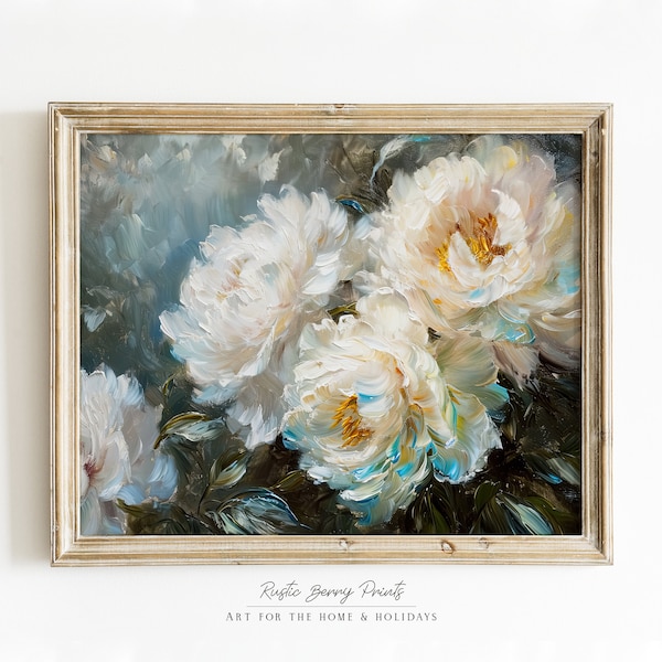 Vintage Peonies Oil Painting | Wall Art | Vintage Print | Flowers | Spring Decor | Digital | Instant Download | PRINTABLE