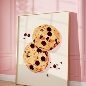 Chocolate Chip Cookies Art Print | Wall Art | Foodie Retro Poster | Preppy | Trendy | Kitchen Wall Art | Digital Download | PRINTABLE