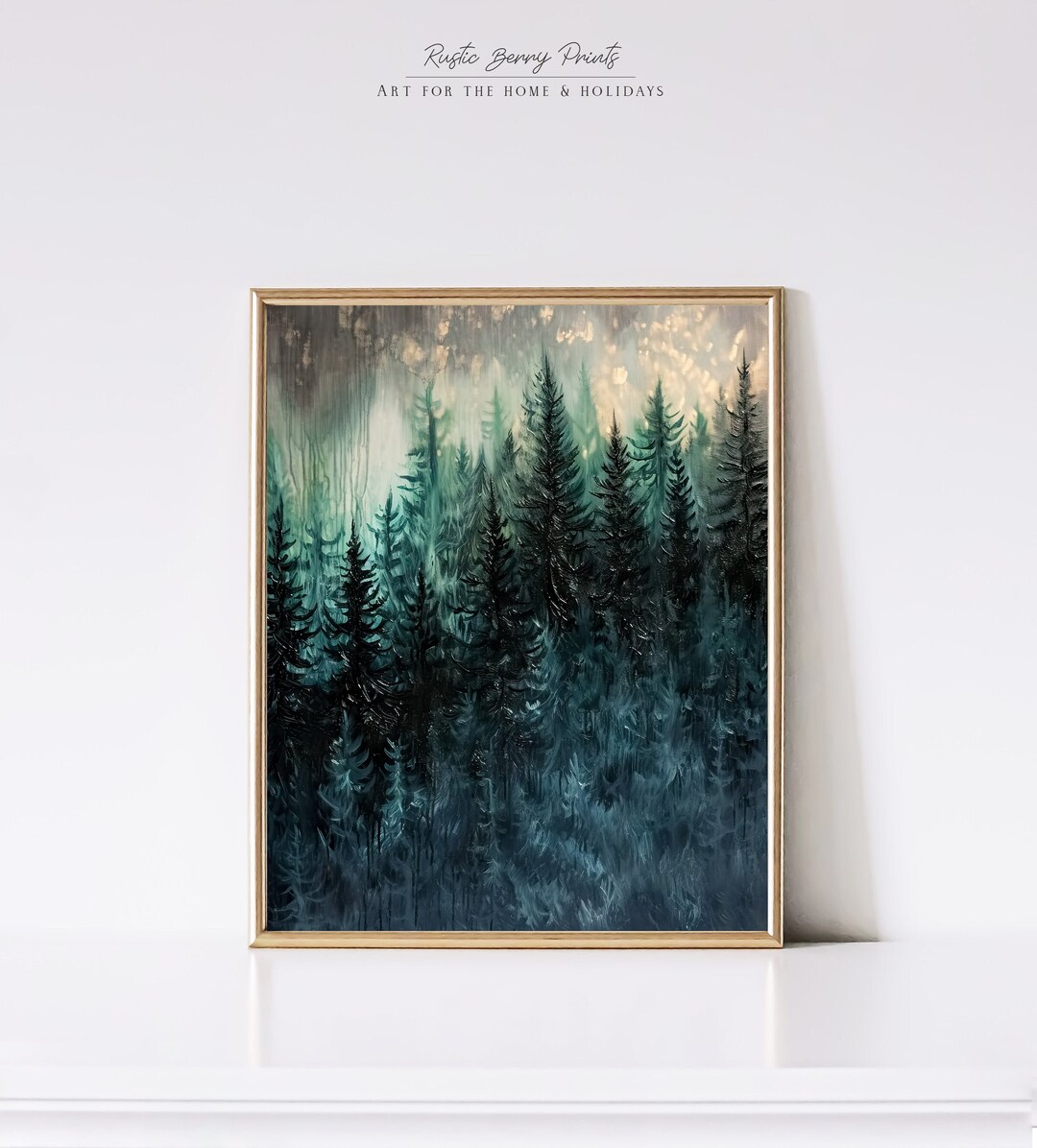 Vintage Moody Forest Landscape Oil Painting | Wall Art | Rustic Print ...