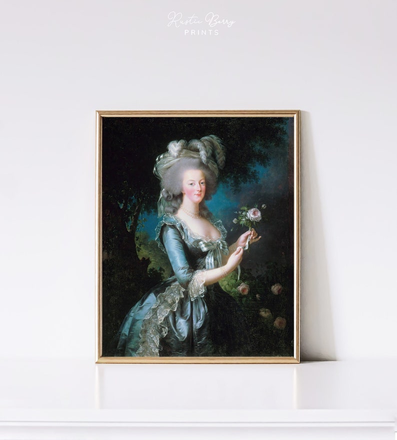 Marie Antoinette with a Rose Vintage Art Print Wall Art Antique Art Digital Instant Download PRINTABLE Art image 1