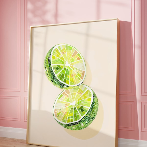Disco Ball Limes Art Print: Trendy Kitchen Wall Decor (Digital Download)