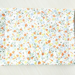 Carrots & Garden Flowers Quilted Placemat | Spring placemat, fabric placemat, Spring decor, table setting, carrots, garden mix, placemat