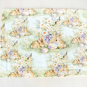 Easter Bunnies Quilted Placemats, Bunny placemat, Easter placemat, placemat, dining, table setting, Easter table, Easter Eggs