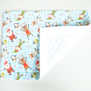 Santa, Reindeer & Elves Snow Angels Quilted Placemat | Santa, Jolly Old St. Nick, Dinner Placemat, Holiday, Christmas, Santa, Reindeer