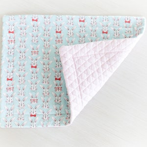 Bunnies with Bowties Quilted Placemat (1 placemat), Easter, Spring placemat, fabric placemat, Spring decor, Easter Bunny, dining, Bunnies