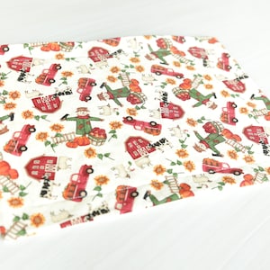 Barns, Trucks, Scarecrow & Sunflower Quilted Placemat | Fall Placemat, country placemat, washable placemat, Fall decor, table setting