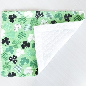 St. Patricks Patterned Clovers Quilted Placemat | St. Patricks Day placemat, March placemat, Leprechaun decor, washable mat, leaf clovers