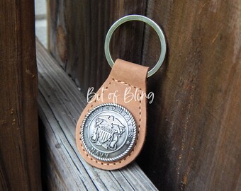 United States Navy Leather Key Fob