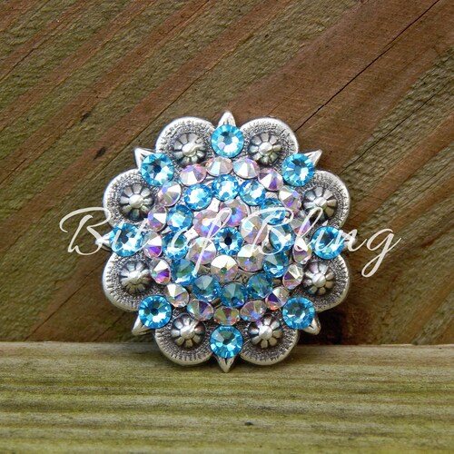 Lot De 6 Conchos Ronds Pour Selle Western - Pierres Rouges, Fabriqués En Inde, Neufs