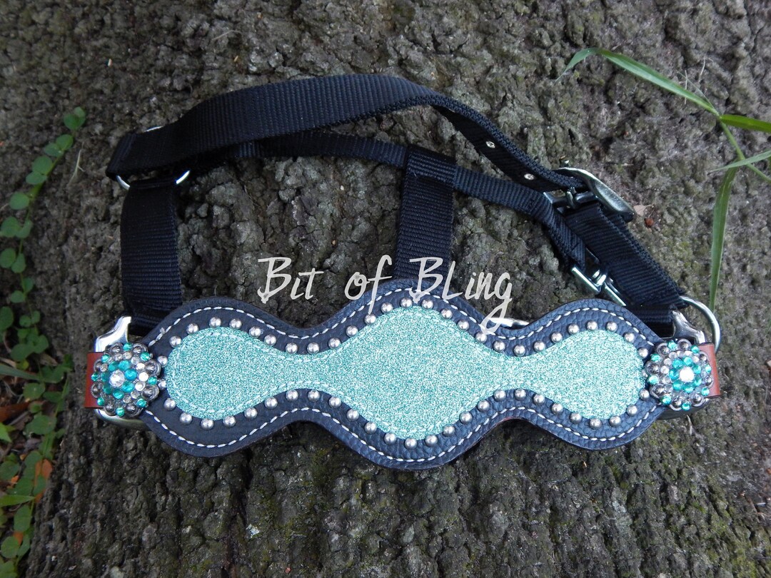 Teal Glitter Pony Bronc Halter Western Horse Tack English Horse Tack