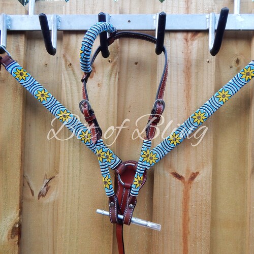 Custom Painted Horse Tack Set Western Headstall and Breast Etsy