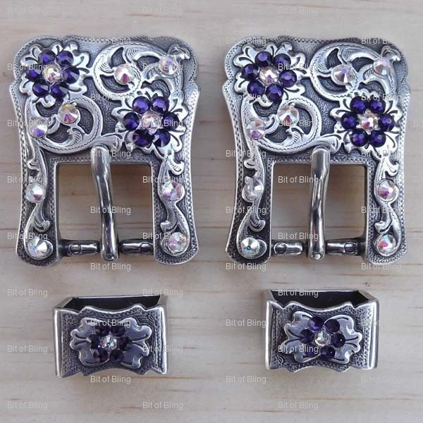 Antique Silver Western Buckle Set Horse Tack Bling Buckle Etsy