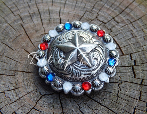 Star Spangled Patriotic Bling Concho Custom Conchos Bling Conchos Crystal  Conchos Rhinestone Conchos Horse Tack 