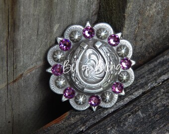 Antique Silver Horseshoe Berry Concho - Iris