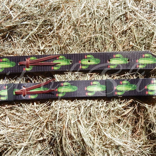 Cactus Print Nylon Latigo and Off Billet Set - Horse Tack - Rodeo Gymkhana Barrel Racing Pole Bending Trail Riding Reining