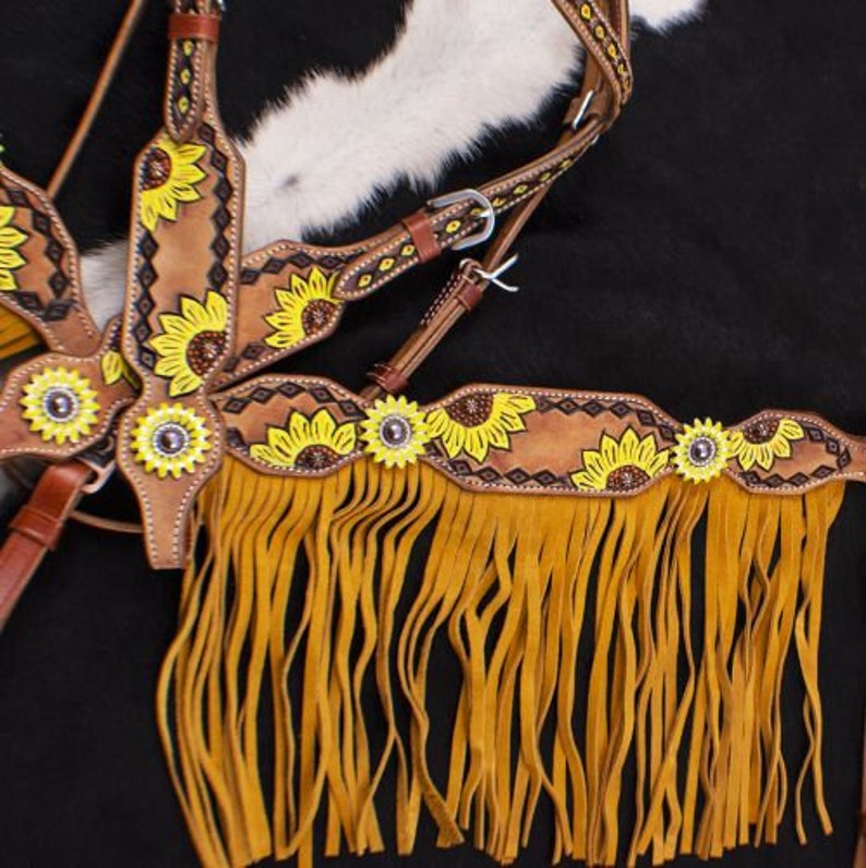 Sunflower Fringe Tack Set Horse Tack Rodeo Barrel Racing Pole Etsy France