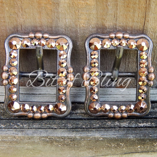 Copper Three Berry Cart Buckles Rose Gold Western Horse Tack