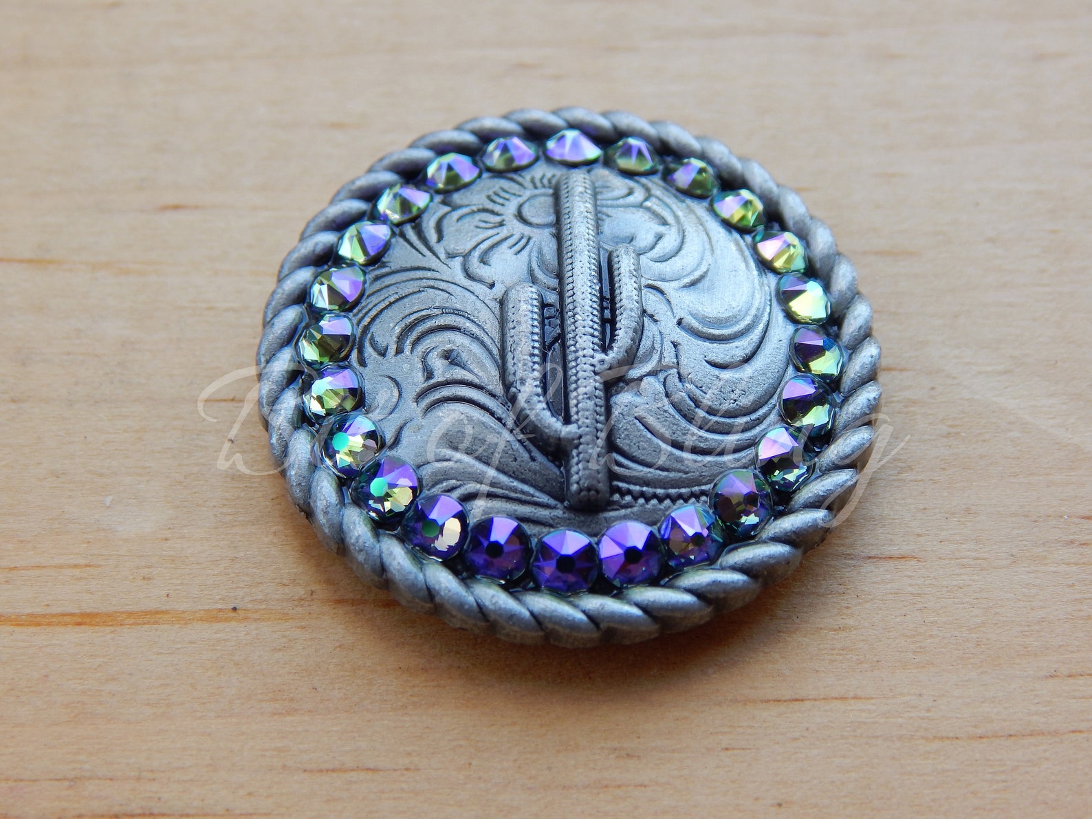Silver Rope Edge Antique Silver Round Rope Edge Cactus Saddle Concho Set Paradise Shine ...