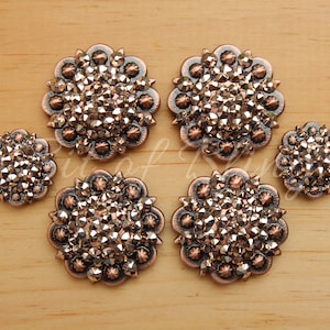 Rose Gold Saddle Concho Set - Copper Round Berry Concho Saddle Set - Rose Gold - Horse Tack