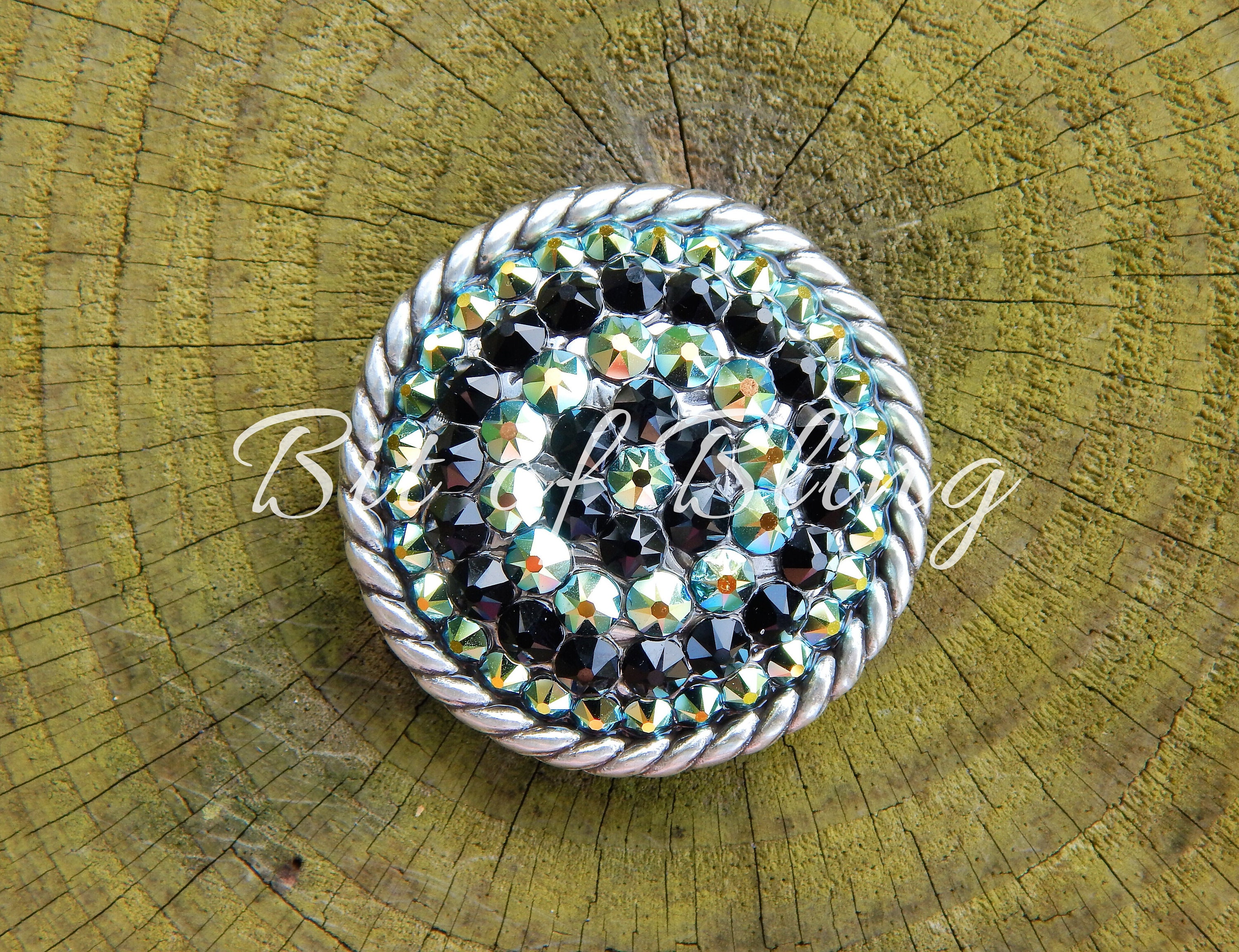 10PC 26X26MM Vintage Silver Flower Turquoise Rope Edge Screwback Craft Conchos E - Foto 4