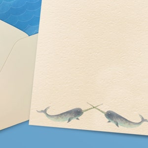 Personalized Narwhal Stationery | Nautical Note Cards | Custom Thank you Cards | Personal Gift | Cute Stationary