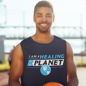 Navy -  i AM 4 Healing R Planet Muscle T-shirt