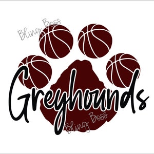Greyhounds Basketball Paw SVG Digital Download Cut File + PNG per Cricut, Silhouette, Sublimation, DTF