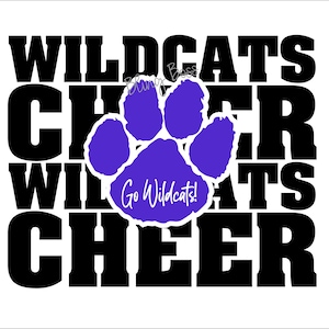 Wildcats Cheer with Paw Stacked SVG Digital Cut File + PNG Instant Download
