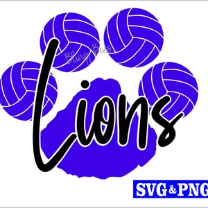 Lions Volleyball Paw SVG Digital Download Cut File + PNG