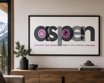Aspen Colorado Tourism Print 1963 | Mid-Century Modern Ski Poster | Vintage Aspen Wall Art