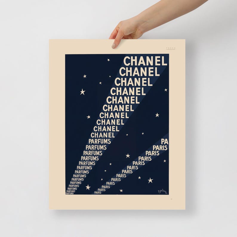 1945 Chanel Perfume Advertisement Print Searchlights Paris Luxury Vintage Fashion Wall Art Restored Colorized Chanel No 5 Poster