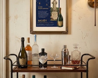 Reproducción impresa de un anuncio de champán Dom Pérignon de 1959 – Arte mural de lujo francés vintage