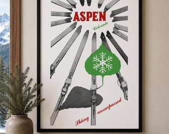 Aspen Colorado Tourism Brochure Print 1948 | Vintage Ski Poster | Mid-Century Mountain Wall Art