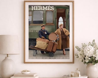 Hermès Vintage Ad Print (1952) – French Travel Wall Art, Mid-Century Fashion Decor, Vanity Art