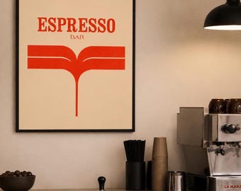 Espresso Bar Menu Cover Print 1979 | San Francisco Airport Coffee Art | Vintage Coffee Bar Decor