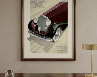 Rolls-Royce Phantom III Vintage Ad Print (1935) – Classic Car Wall Art, Luxury Garage & Office Decor