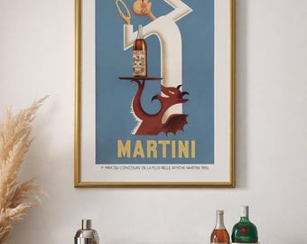 Reproducción impresa de un anuncio vintage de Martini Angel Devil de 1953 – F. Marcou Poster Art