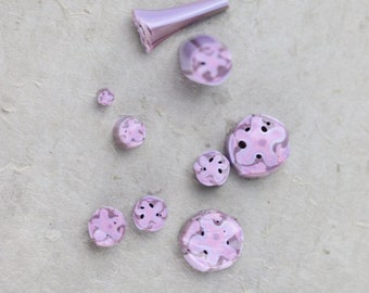 MM35 - Murrini / Millefiori - Geometric Abstract Flower - COE 104 Effetre - One of a kind - Purple & Pink - 15 grams