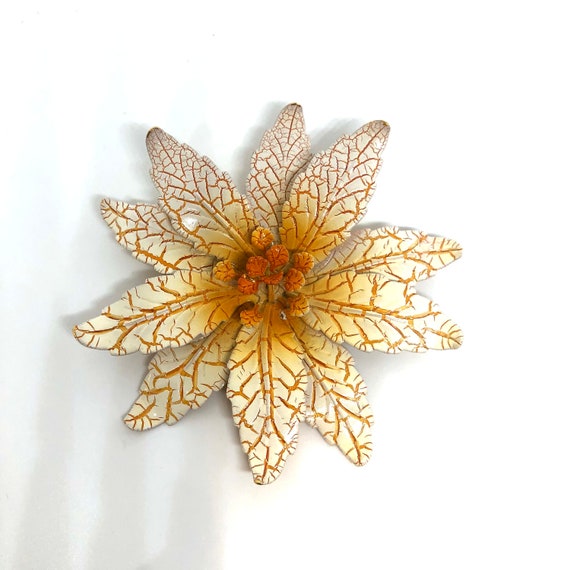 Vintage Awesome Retro 1960s Flower Power Brooch O… - image 1