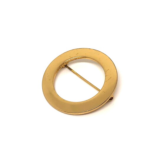MONET Vintage Gold Tone Minimalist Modern Round R… - image 2