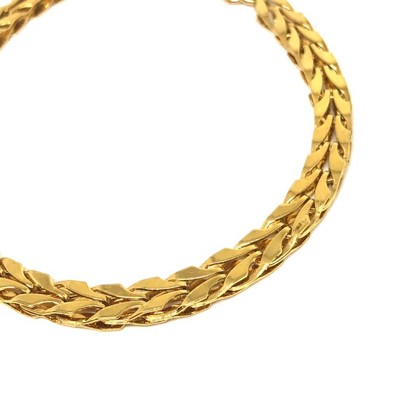 MONET Vintage Gold Tone Flat Chain Bracelet Desig… - image 3