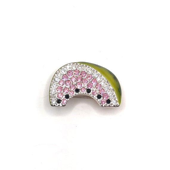 MONET Clear Black and Pink Pave Rhinestone Waterme